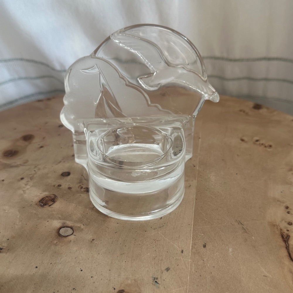 PartyLite Glass Dolphin Seagull Tealight Candle Holder Nautical Ocean Decor - Picture 2 of 4